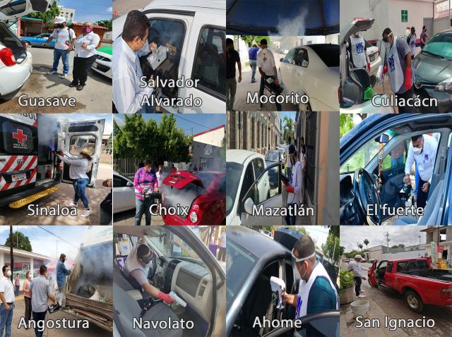El Partido Sinaloense presente en 12 municipios sanitizando automÃ³viles. 