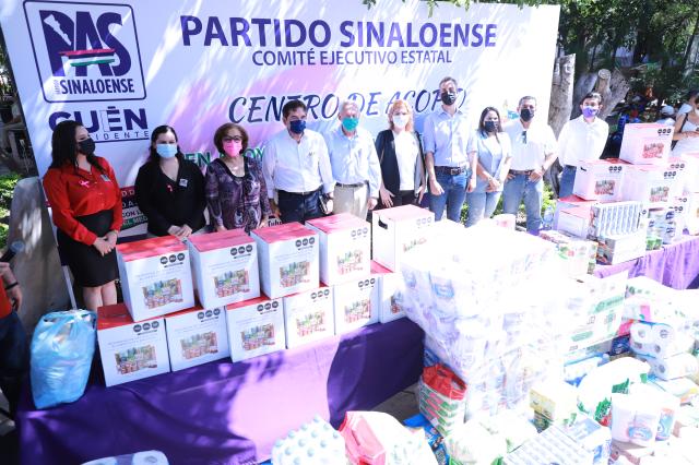 El Partido Sinaloense instala Centro de Acopio para apoyar a damnificados por el huracán “Pamela”. 