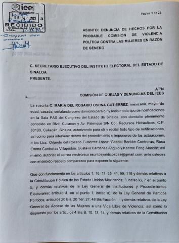 Serapio Vargas es denunciado ante el IEES por parte de la diputada Rosario Osuna, por violencia polí