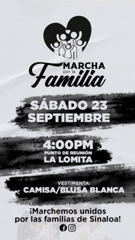 Convoca Cuén Ojeda a la Marcha por la Familia este sábado en la Lomita en Culiacán.