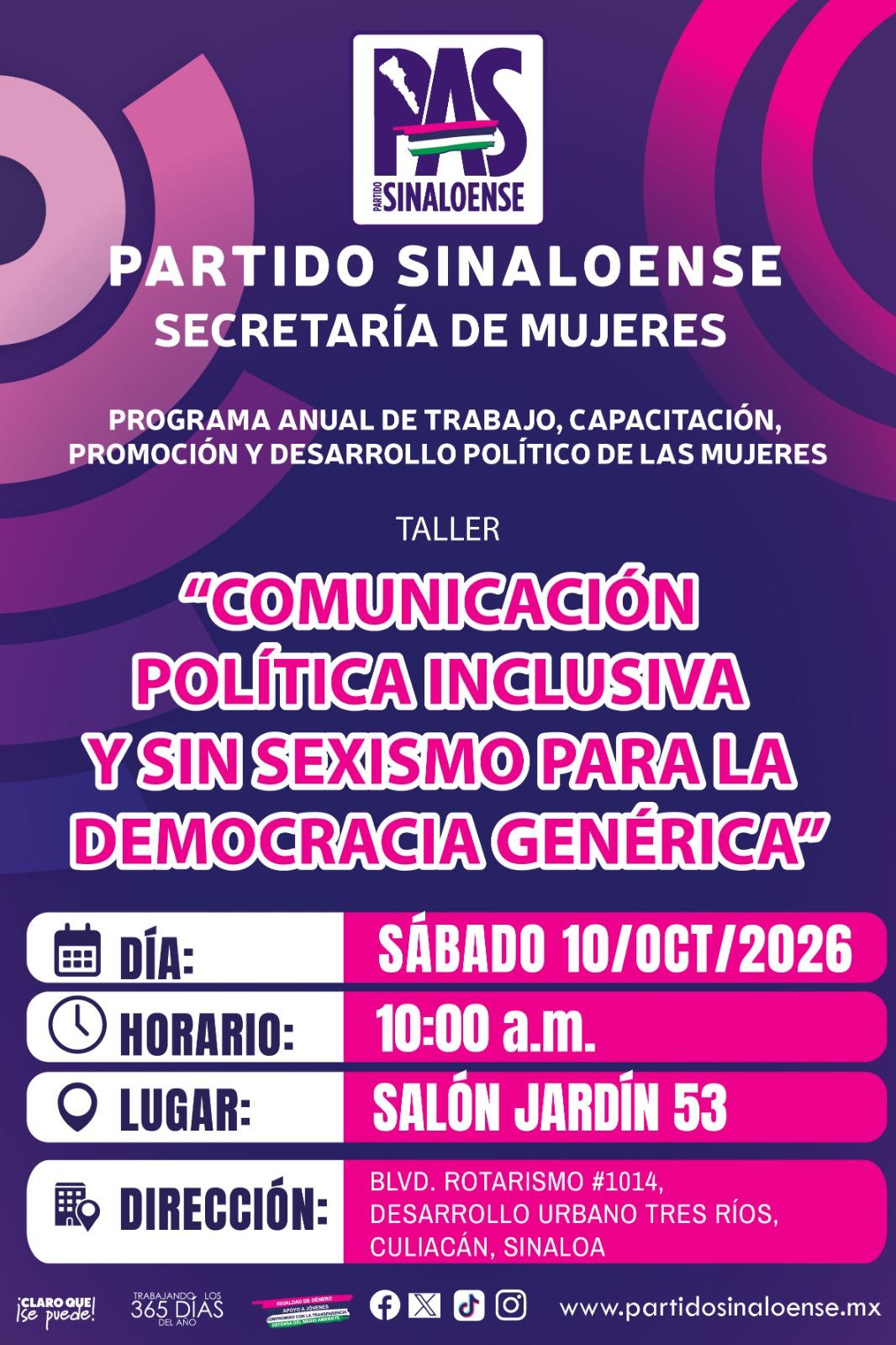 Taller: Comunicación política inclusiva y sin sexismo para la democracia genérica